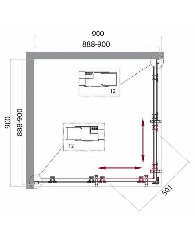 Душевой уголок BelBagno Uno 90х90 UNO-195-A-2-90-CH-CR профиль Хром стекло шиншилла