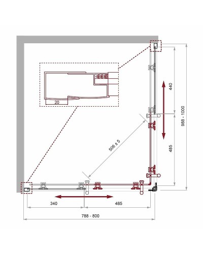 Душевой уголок BelBagno Uno 100х80 UNO-195-AH-2-100/80-CH-CR профиль Хром стекло шиншилла