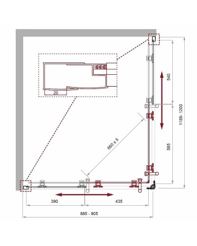 Душевой уголок BelBagno Uno 120х90 UNO-195-AH-2-120/90-CH-CR профиль Хром стекло шиншилла