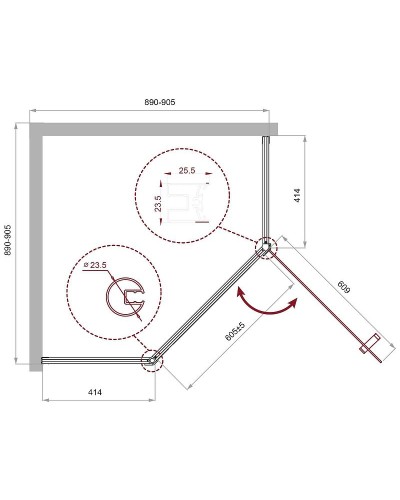 Душевой уголок BelBagno Uno 90х90 UNO-195-P-1-90-CH-CR профиль Хром стекло шиншилла