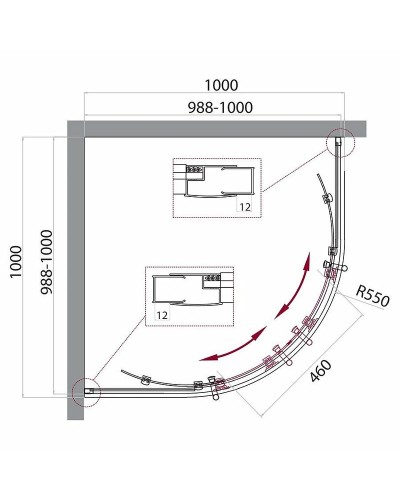 Душевой уголок BelBagno Uno 100х100 UNO-195-R-2-100-CH-CR профиль Хром стекло шиншилла