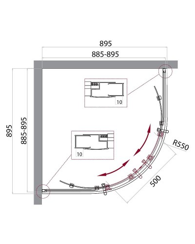 Душевой уголок BelBagno Uno 90х90 UNO-195-R-2-90-CH-CR профиль Хром стекло шиншилла