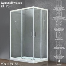 Душевой уголок Royal Bath HPD 115x90 RB11590HPD-T профиль Белый стекло прозрачное