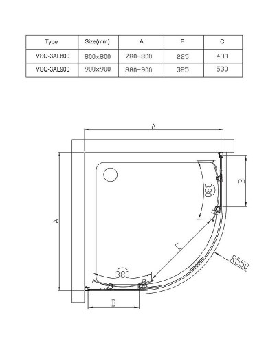 Душевой уголок Vincea Alpha 90x90 VSQ-3AL900CLB профиль Черный стекло прозрачное