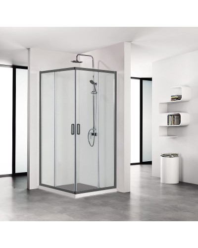 Душевой уголок Aquatek 100х100 AQ ARI KV 10020BL профиль Черный стекло прозрачное