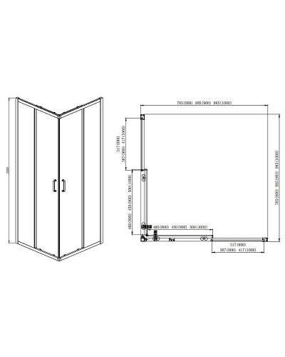 Душевой уголок Aquatek 100х100 AQ ARI KV 10020BL профиль Черный стекло прозрачное