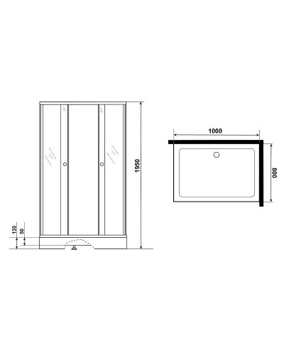 Душевой уголок Niagara Eco 100х80 NG-018-14Q профиль Хром матовый стекло матовое