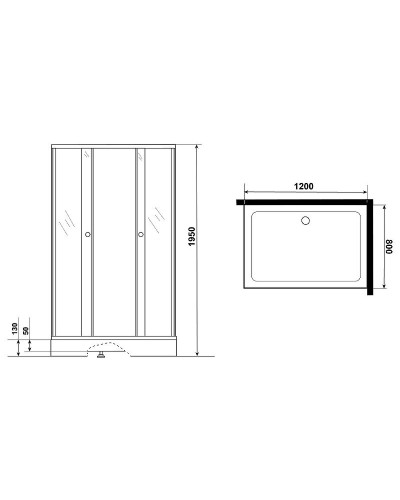 Душевой уголок Niagara Eco 120х80 NG-012-14QT профиль Черный стекло тонированное