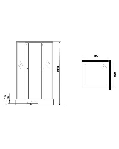 Душевой уголок Niagara Eco 80х80 NG-008-14QT профиль Черный стекло тонированное
