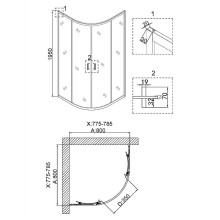 Душевой уголок Niagara Nova 80х80 NG-6886-08 BLACK профиль Черный стекло прозрачное