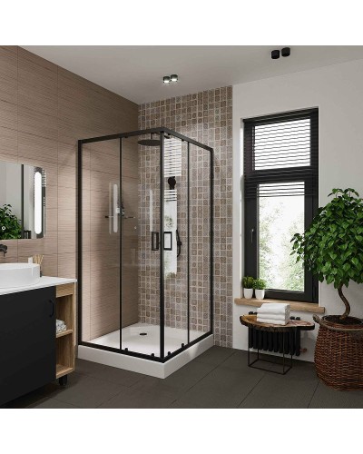 Душевой уголок Niagara Nova 80х80 NG-6888-08 BLACK профиль Черный стекло прозрачное