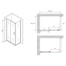 Душевой уголок Abber Schwarzer Diamant 120x100 AG30120B5-S100B5 профиль Черный стекло прозрачное