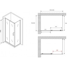 Душевой уголок Abber Schwarzer Diamant 120x80 AG30120B5-S80B5 профиль Черный стекло прозрачное
