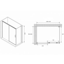 Душевой уголок Abber Komfort 140x100 AG93140B-S102B профиль Черный стекло прозрачное