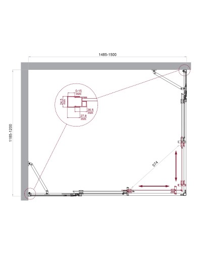 Душевой уголок BelBagno LUCE-AH-22-150/120-C-Cr