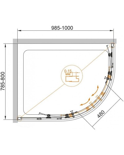 Душевой уголок Cezares Eco 100х80 ECO-O-RH-2-100/80-C-Cr профиль Хром стекло прозрачное