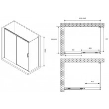 Душевой уголок Abber Komfort 120x90 AG93120B-S92B профиль Черный стекло прозрачное