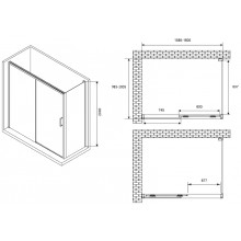 Душевой уголок Abber Komfort 160x100 AG93160B-S102B профиль Черный стекло прозрачное