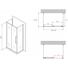 Душевой уголок Abber Schwarzer Diamant 170x80 AG30170BMH-S80BM-S80BM профиль Черный стекло матовое