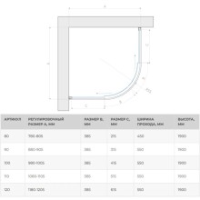 Душевой уголок 90х90 см Vegas Glass ZS 90 07 01 прозрачное