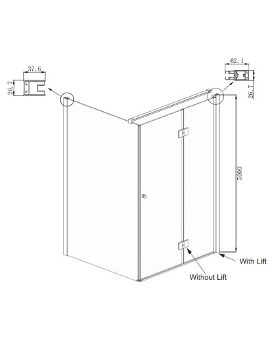 Душевой уголок 90х90 см Ambassador Diamond 12011105R прозрачное