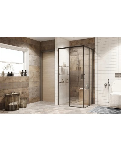 Душевой уголок 100х100 см Ambassador Queen 11011204Black прозрачное