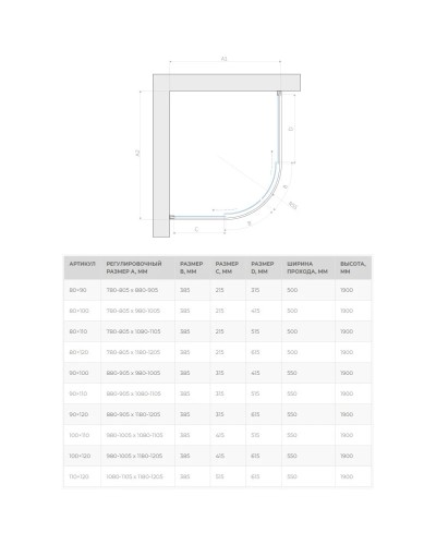 Душевой уголок 120х80 см Vegas Glass ZS-F 120x80 08 01 прозрачное