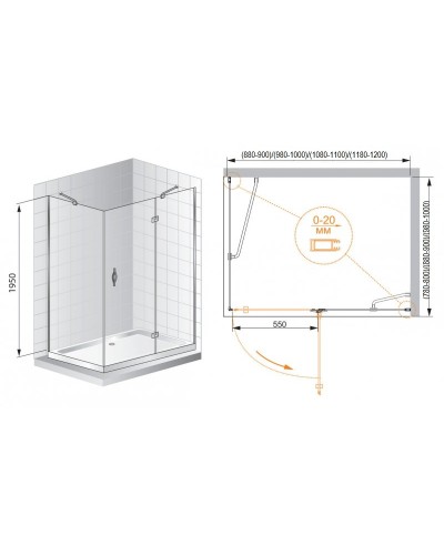 Душевой уголок CEZARES BERGAMO-W-AH-1-110/80-C-Cr-L