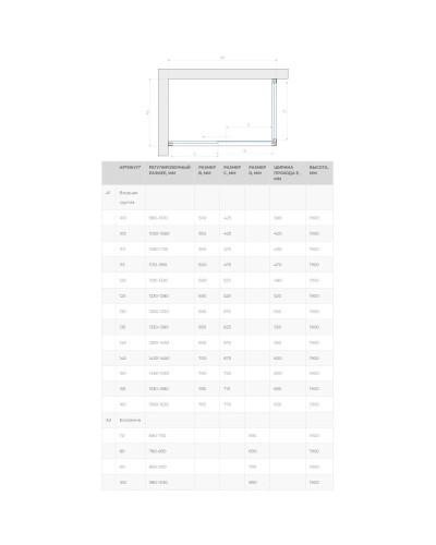 Душевой уголок 140х80 см Vegas Glass ZP+ZPV 140x80 01 01 прозрачное