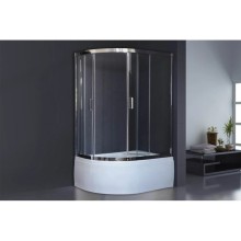 Душевой уголок с поддоном 120х80 см Royal Bath RB8120BK-T-CH-R прозрачное