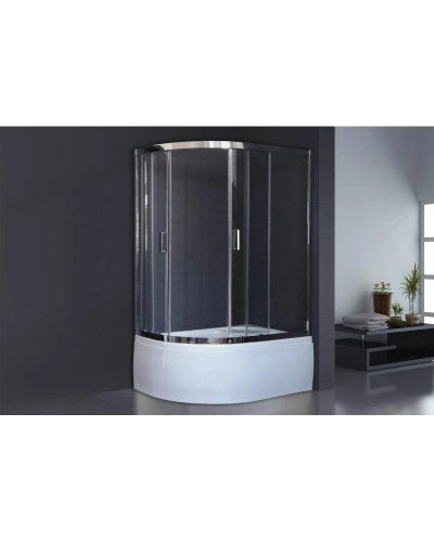 Душевой уголок с поддоном 120х80 см Royal Bath RB8120BK-T-CH-R прозрачное