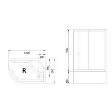 Душевой уголок с поддоном 120х80 см Royal Bath RB8120BK-T-CH-R прозрачное