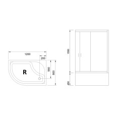 Душевой уголок с поддоном 120х80 см Royal Bath RB8120BK-T-CH-R прозрачное