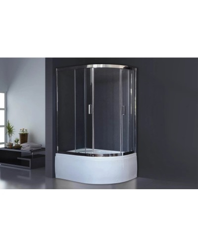 Душевой уголок с поддоном 120х80 см Royal Bath RB8120BK-T-CH-L прозрачное