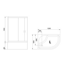 Душевой уголок с поддоном 120х80 см Royal Bath RB8120BK-T-CH-L прозрачное