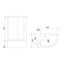 Душевой уголок с поддоном 120х80 см Royal Bath RB8120BK-T-CH-L прозрачное
