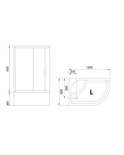 Душевой уголок с поддоном 120х80 см Royal Bath RB8120BK-T-CH-L прозрачное
