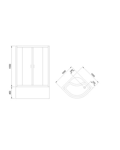Душевой уголок с поддоном 100х100 см Royal Bath RB100BK-T-CH прозрачное