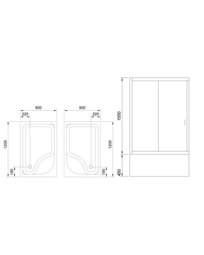 Душевой уголок без поддона 120х80 см Royal Bath RB-L-3002-5 прозрачное