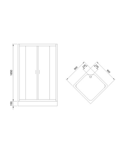 Душевой уголок без поддона 90х90 см Royal Bath RB-L-3002-2 прозрачное