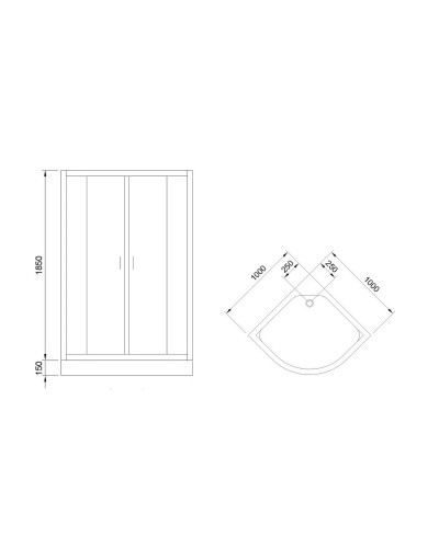Душевой уголок без поддона 100х100 см Royal Bath RB-L-3001-5 прозрачное