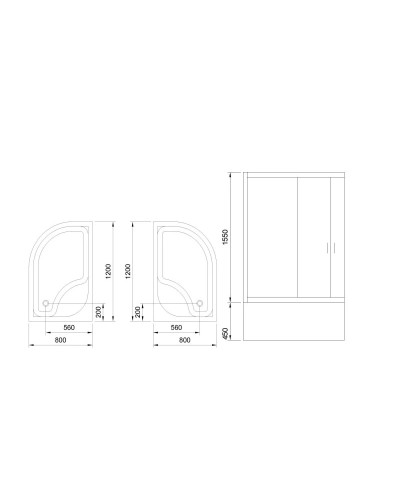 Душевой уголок без поддона 120х80 см Royal Bath RB-L-3001-3 прозрачное