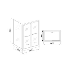 Душевой уголок без поддона 140х90 см Royal Bath RB-L-2011-1400-9R прозрачное