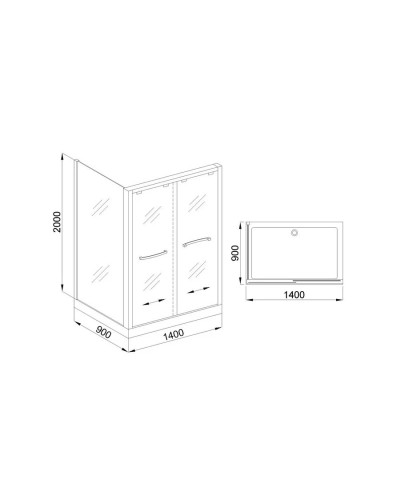 Душевой уголок без поддона 140х90 см Royal Bath RB-L-2011-1400-9R прозрачное