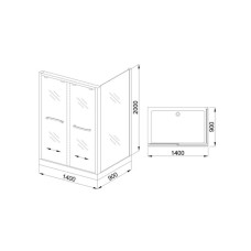 Душевой уголок без поддона 140х90 см Royal Bath RB-L-2011-1400-9L прозрачное