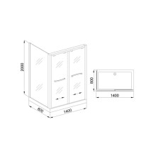 Душевой уголок без поддона 140х80 см Royal Bath RB-L-2011-1400-8R прозрачное