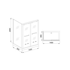 Душевой уголок без поддона 140х80 см Royal Bath RB-L-2011-1400-8R прозрачное