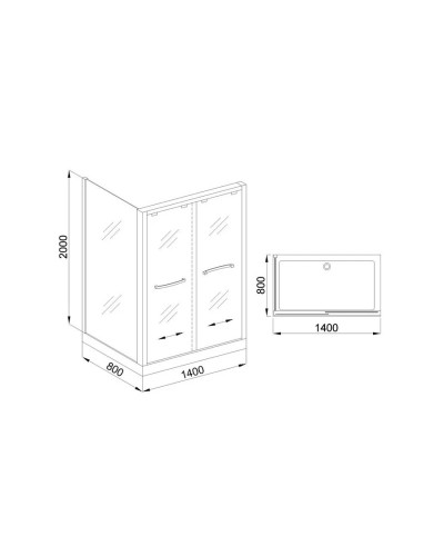 Душевой уголок без поддона 140х80 см Royal Bath RB-L-2011-1400-8R прозрачное