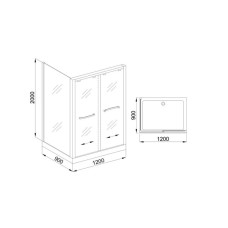 Душевой уголок без поддона 120х90 см Royal Bath RB-L-2011-1200-9R прозрачное