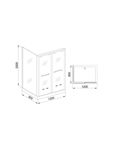 Душевой уголок без поддона 120х90 см Royal Bath RB-L-2011-1200-9R прозрачное